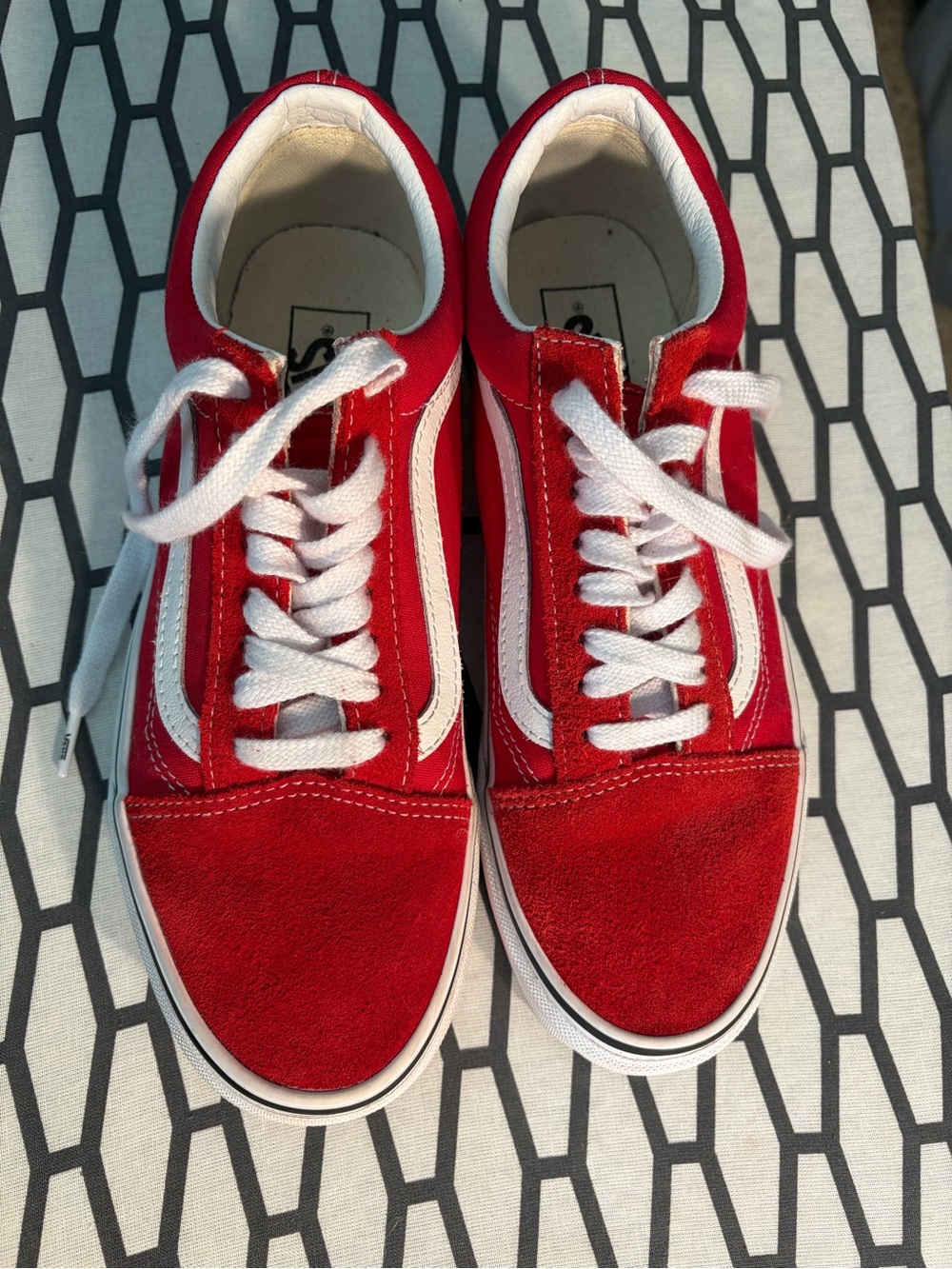 Vans Old Skool Sneakers - Red and White men’s 7.5 women’s 9